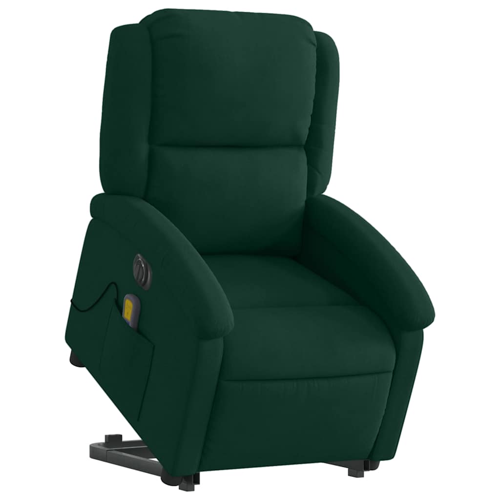 vidaXL Sillón masaje reclinable elevable terciopelo verde oscuro