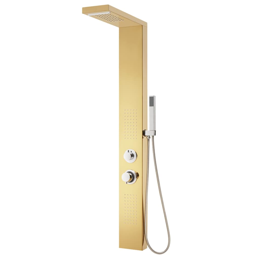 vidaXL Sistema de panel de ducha acero inoxidable 201 dorado