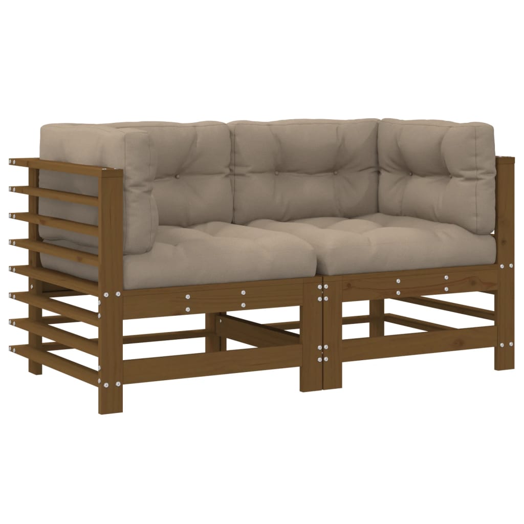 Vidaxl Sofás Esquineros con Cojines 2 Uds Madera Maciza de Pino Pino Natural