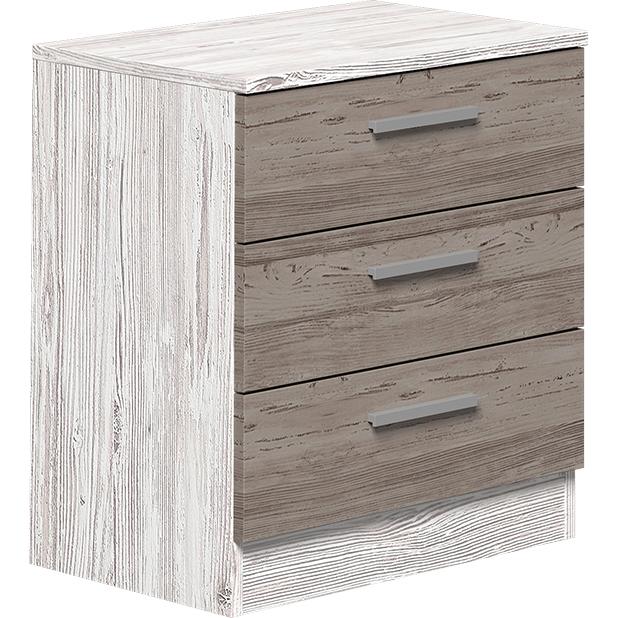 Mesita de Noche, Mesilla de Dormitorio, Color Andersen Pino- Gris, Medidas: 50 cm (La) x 34,6 cm (Fo) x 55 cm (Al)