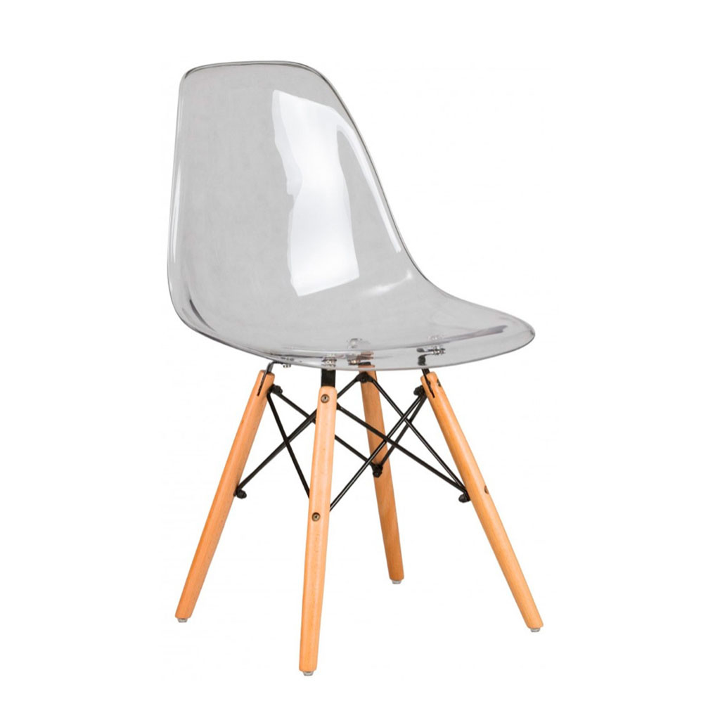 ORION91 Silla PORTIA Policarbonato Color (VARIOS COLORES) y Patas en Madera Haya 46 x 51 x 82 cm Comedor Oficina Salón Teletraba