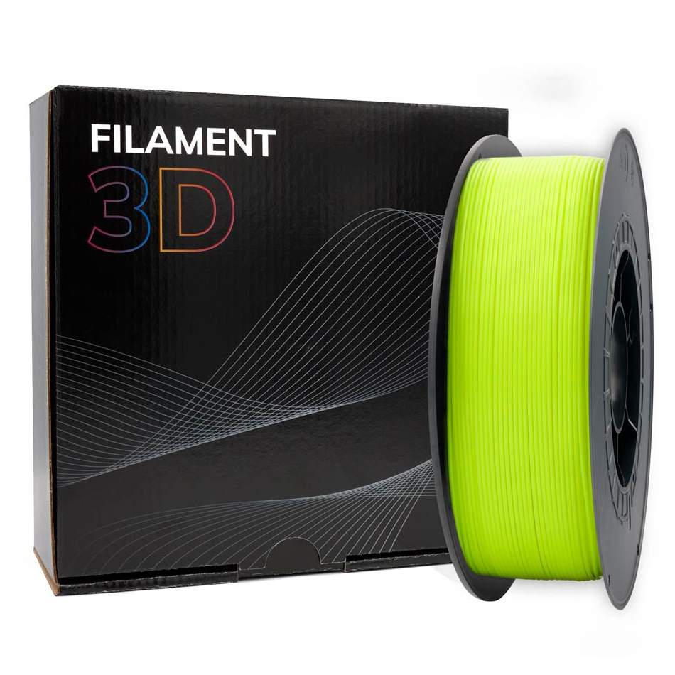 Filamento 3D PLA - Diametro 1.75mm - Bobina 1kg - Color Amarillo Fluorescente