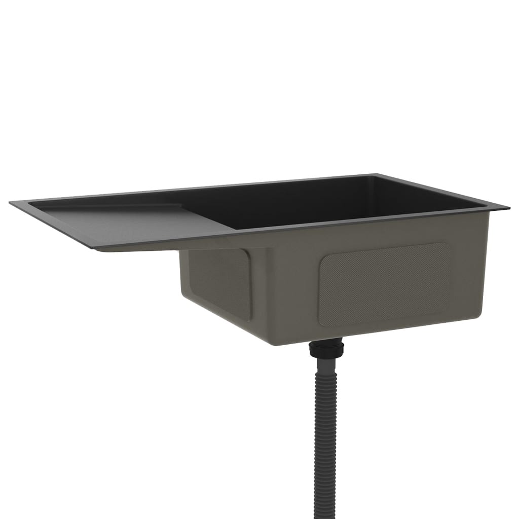 vidaXL Fregadero de Cocina Hecho a Mano de Acero Inoxidable Lavabo Color Plateado, Negro, y mas