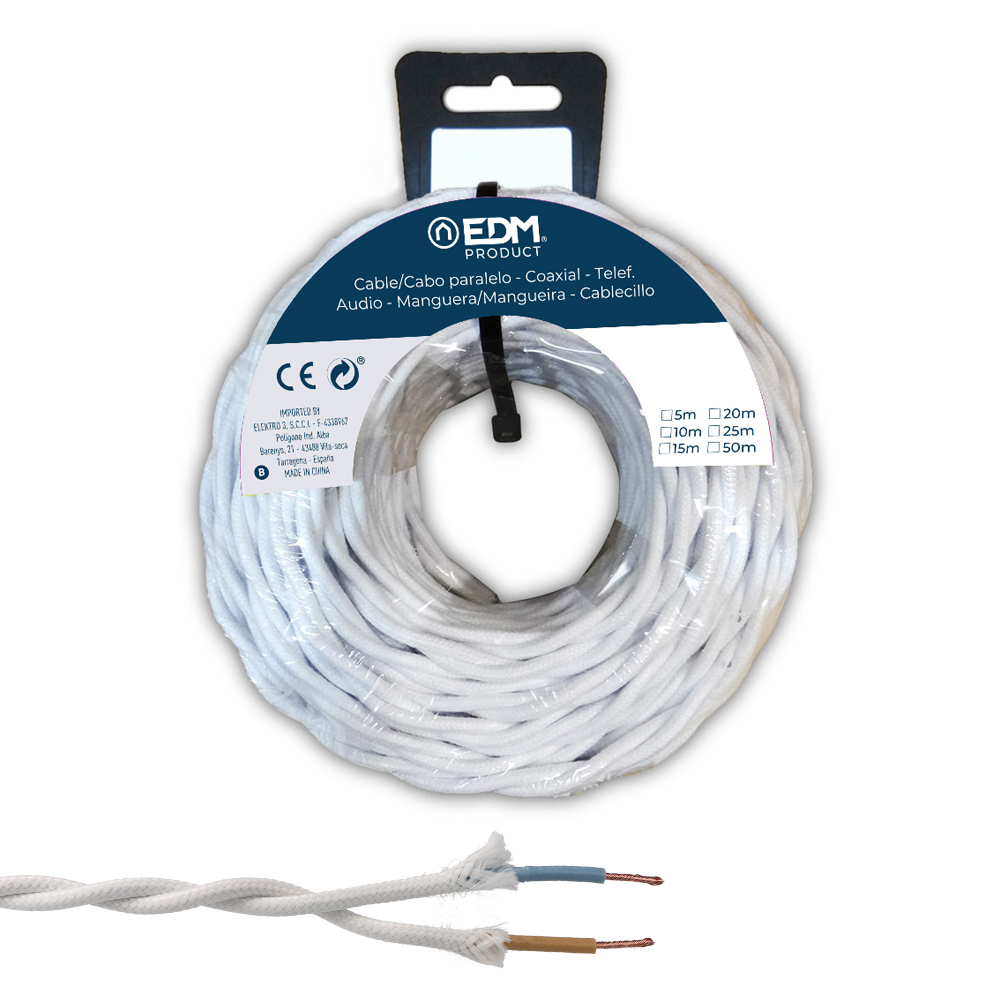 PARALELO TEXTIL TRENZADO 2x1mm BLANCO 25m