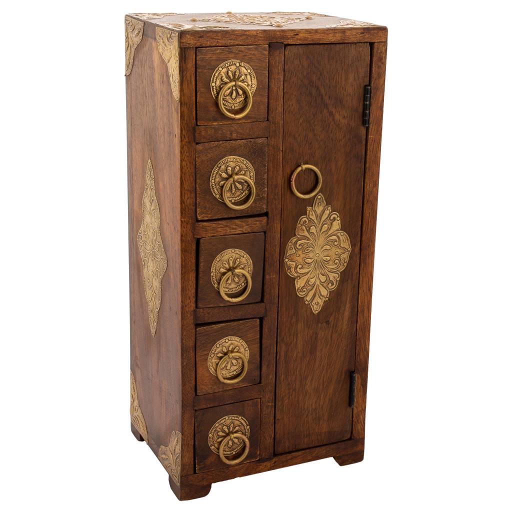 WANDERLUST DECO Joyero de Madera Artesanal con 5 Cajones - Amplio Espacio de Almacenamiento