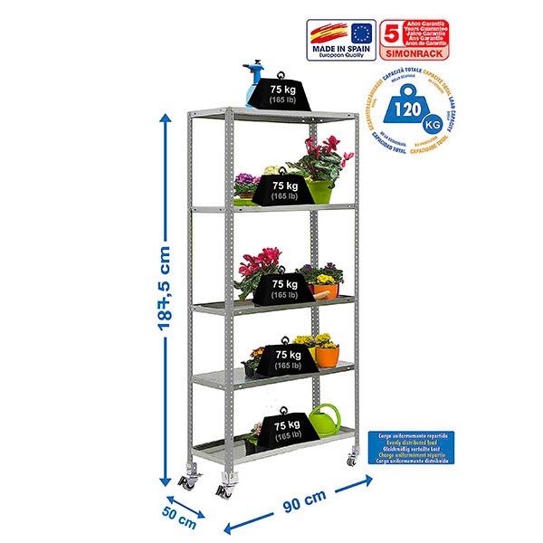 Estantería SIMONRACK Simongarden comfort mob. 5/500 gris/galva