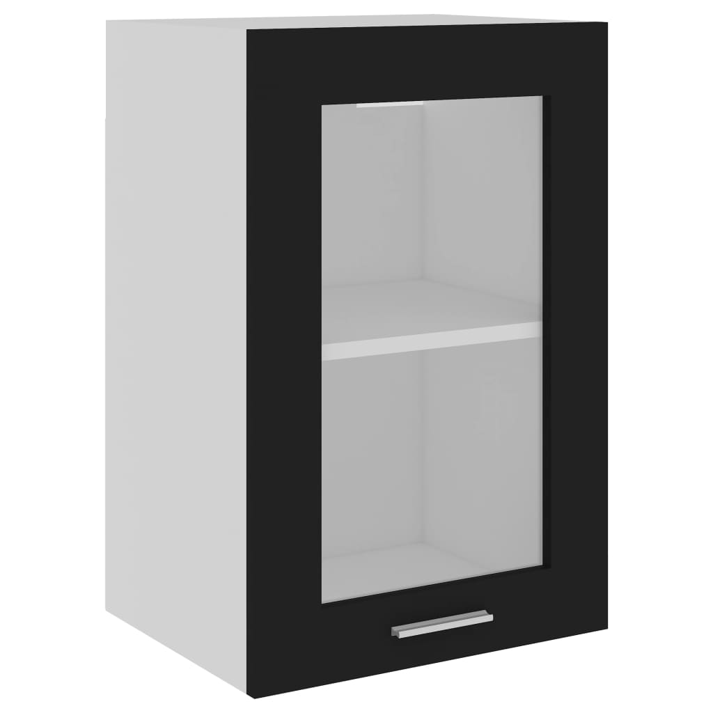 vidaXL Vitrina colgante de madera maciza "Lyon", color negro, 40 x 31 x 60 cm
