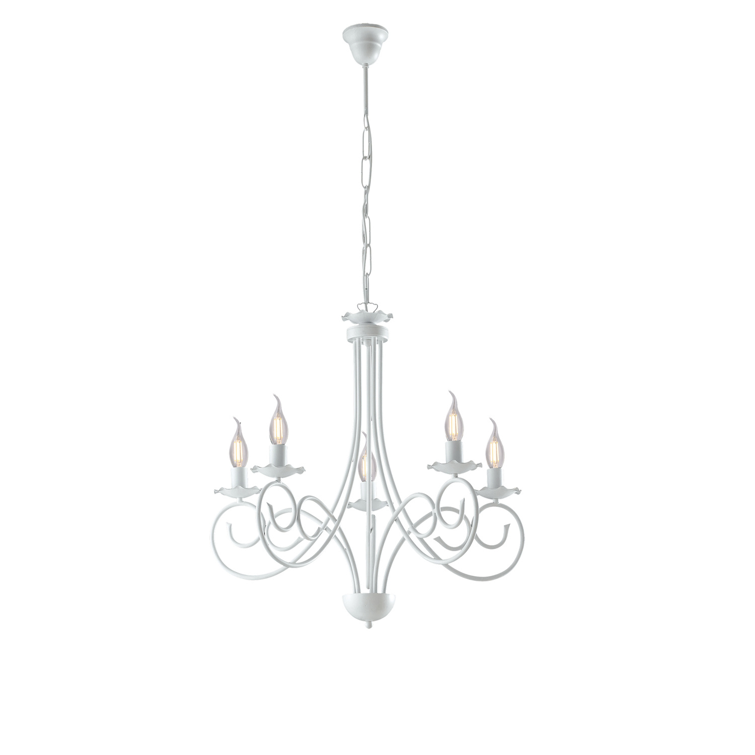 Candelabro provenzal Candelabro Alma 5 Luces Hierro Soplado Blanco Shabby