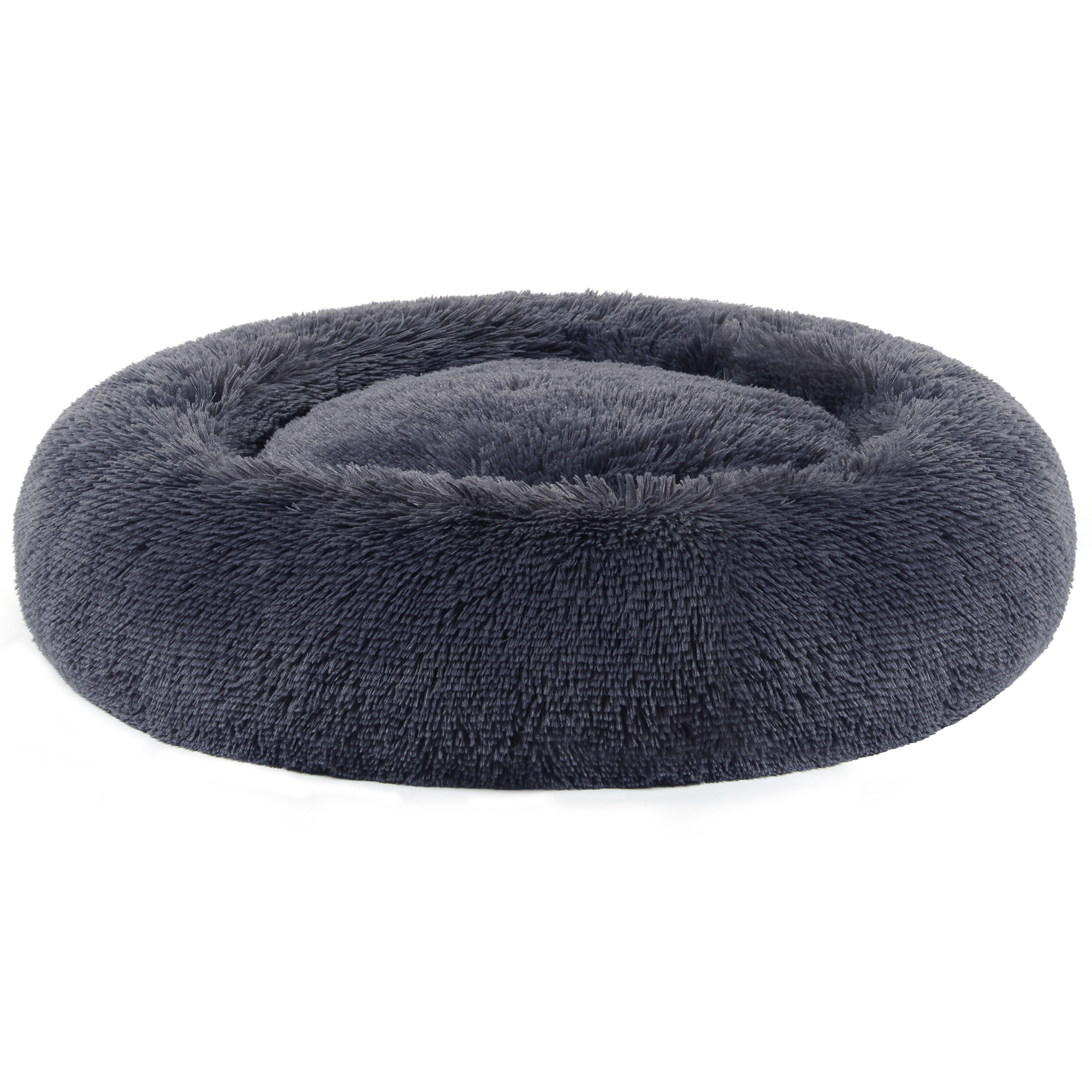 FEANDREA Cama de Perros_ Cama para Mascotas_ Cojín Central Extraíble y Lavable_ Alfombra de Felpa Suave y Mullida_ 80 cm de Diámetro_ Gris Ombré/Gris Oscuro_ Regalo de Navidad