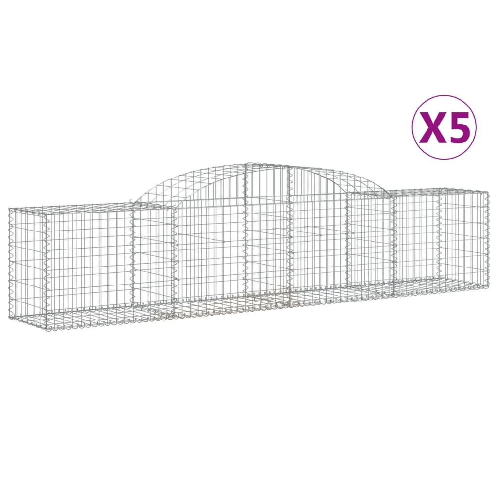 Vidaxl Cestas de Gaviones Forma de Arco Hierro 300 X 30 X 40/60 Cm
