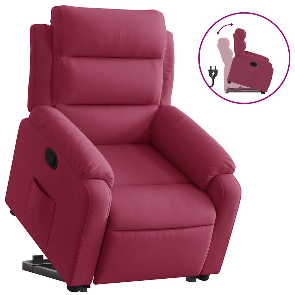 vidaXL Sillón reclinable elevable terciopelo rojo tinto