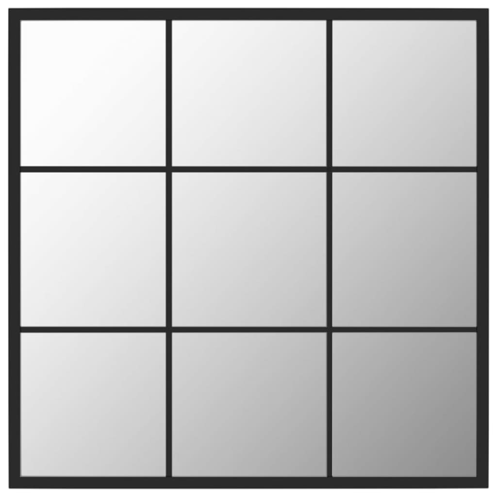 vidaXL Espejo de pared metal negro 60x60 cm