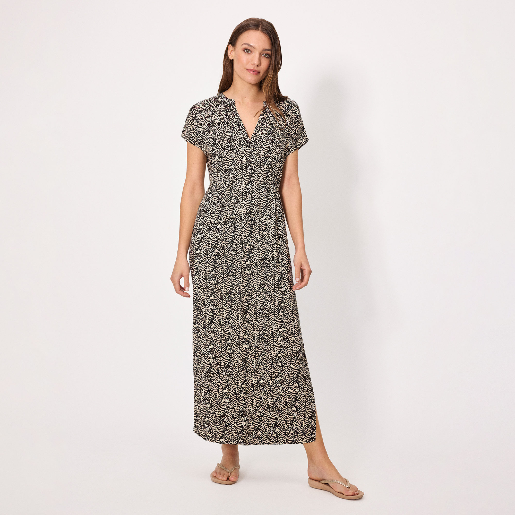 Ysabel Mora - Vestido largo manga corta estampado