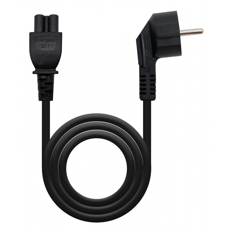 Nanocable - Cable de Alimentación Trébol, CEE7 acodado/M-C5/H, Negro, 2 m 10.22.0302-L200