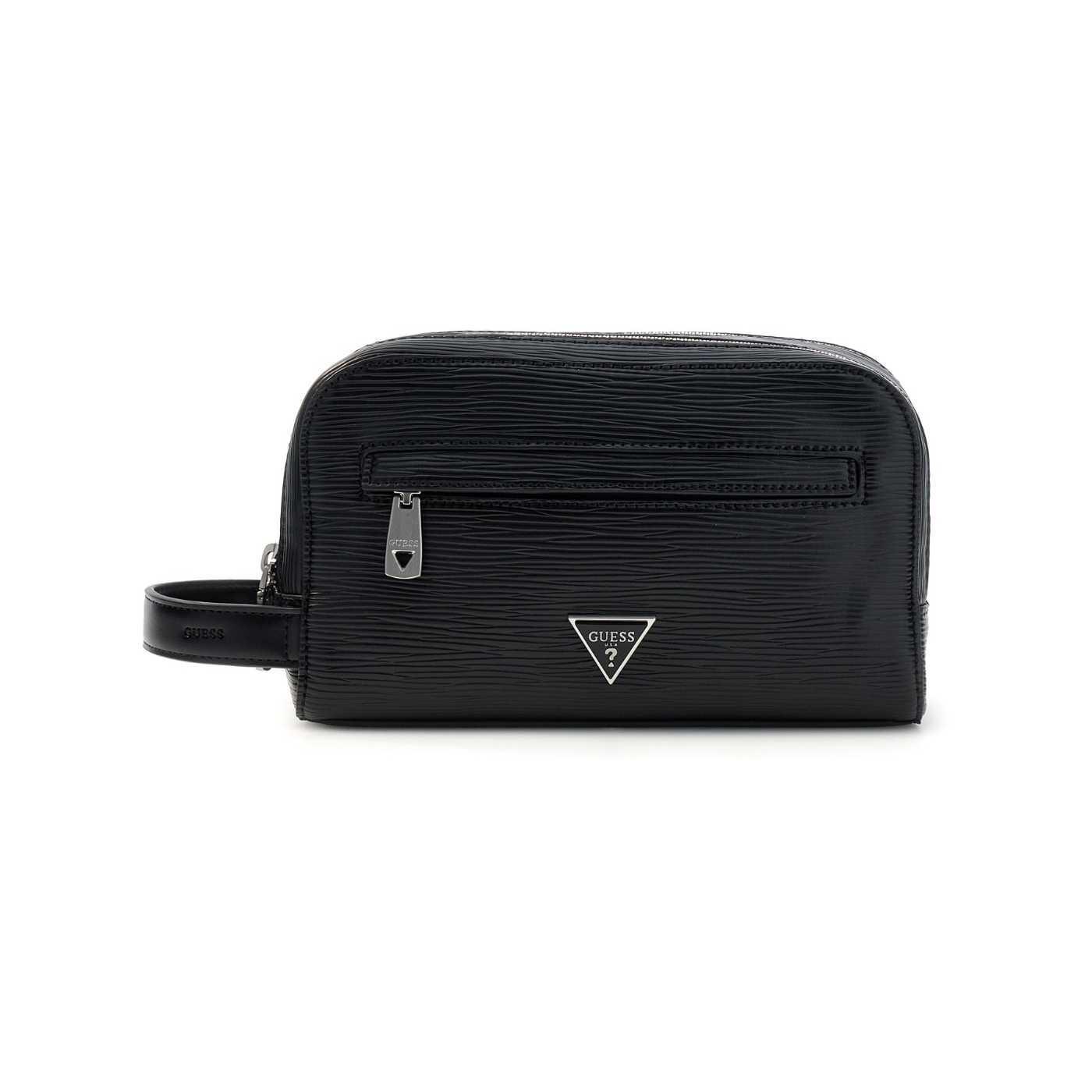 Neceser Guess Milano negro con textura para hombre