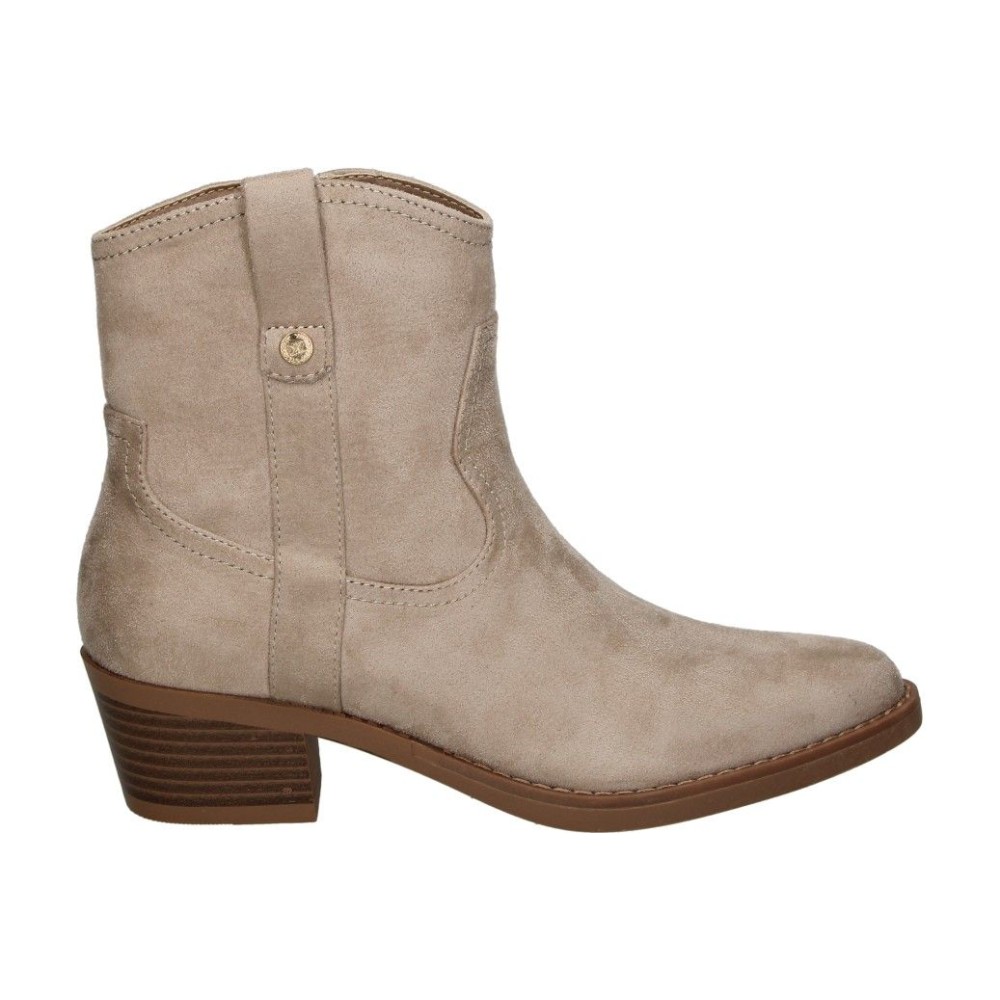 XTI | Botines de Tacón XTI para Mujer – Botín Campero en Color Beige – Botines Cowboy con Cremallera Lateral – Tacón Medio y Cómodo – Versátiles y Combinables – Moda – Modelo 142039