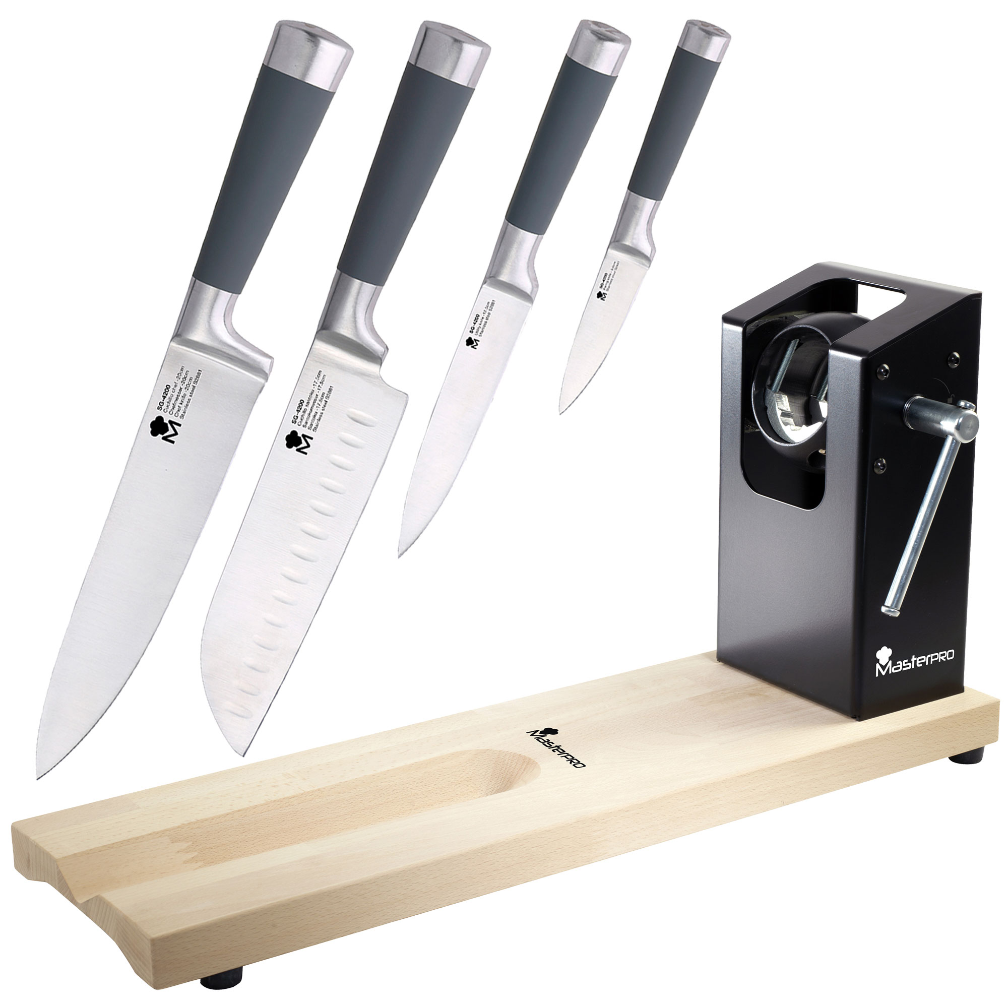 Bergner Pack Jamonero Masterpro y Set 4 Cuchillos De Cocina SAN IGNACIO - Profesional