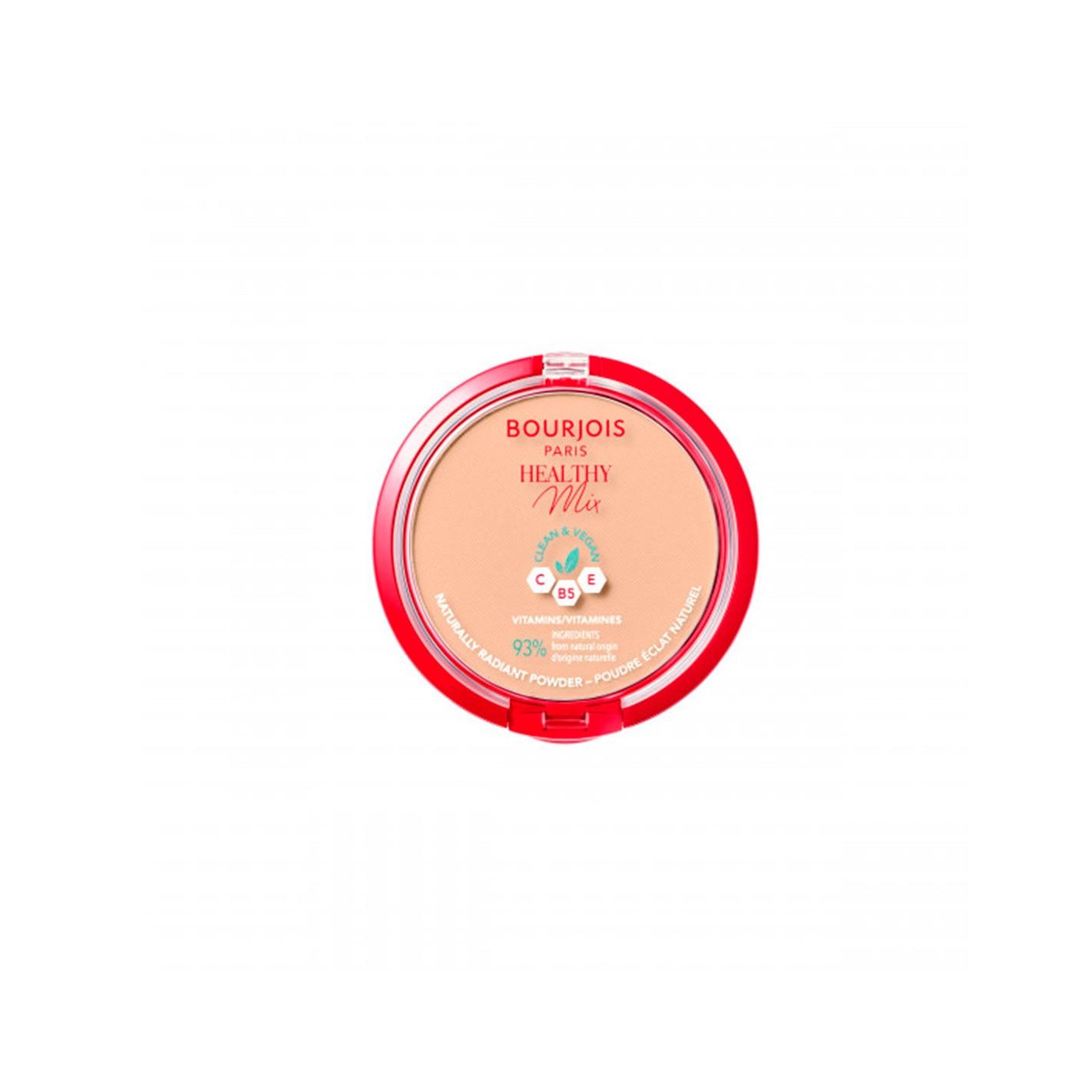 Bourjois - Polvo Compacto Healthy Mix para maquillaje mujer, matificante y difuminador de imperfecciones, ideal para piel grasa o mixta, con acabado luminoso y efecto antifatiga
