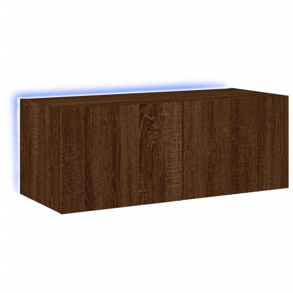 vidaXL Mueble de TV de pared con luces LED 80x35x31 cm, Mueble de Salon, Mueble TV, Mueble TV salon, Mesa de TV, Mueble tele
