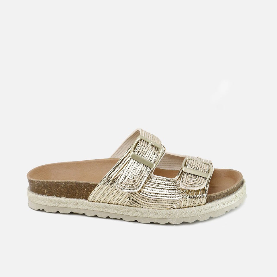 Sandalias Bio Hebillas Lato Oro Trenza Papanatas | Eli 1957