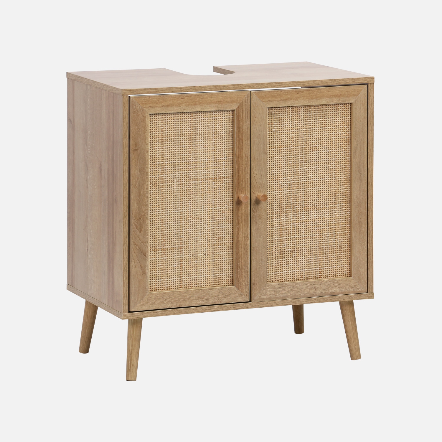 sweeek - Mueble bajo lavabo decorado en madera y caña , Boheme , 65x40x70