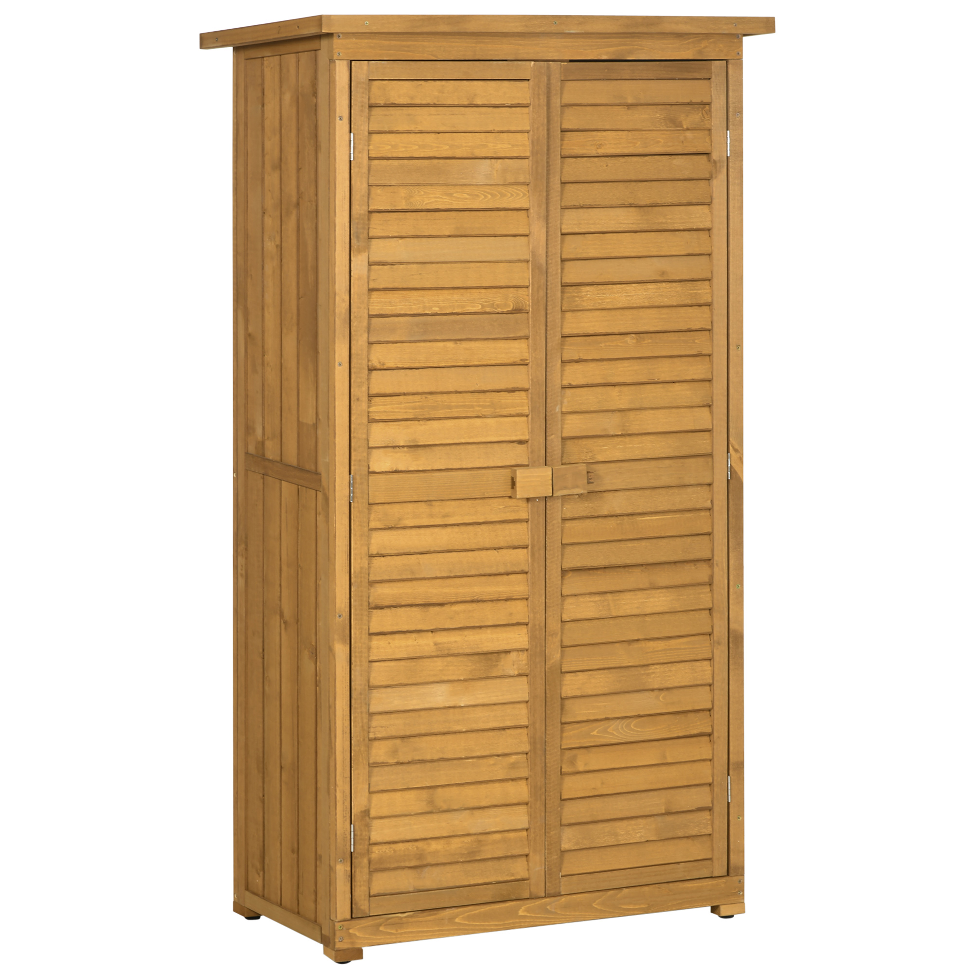 Outsunny Cobertizo de Madera 0,31 m² 87x46,5x160 cm Armario Exterior de Madera con 2 Puertas y 2 Estantes Interior