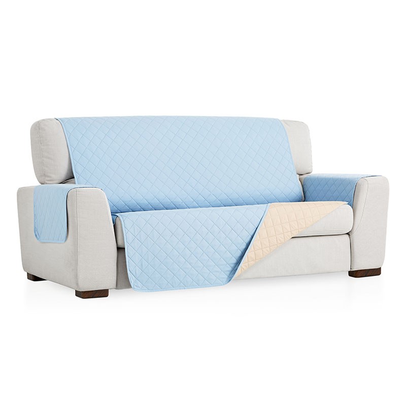Salvasofá Couch Cover Reversíble Sofá 3 Plazas XL, Azul Claro / Beige. MAXIFUNDAS FUNDAS DE SOFA & CHAISE LONGUE