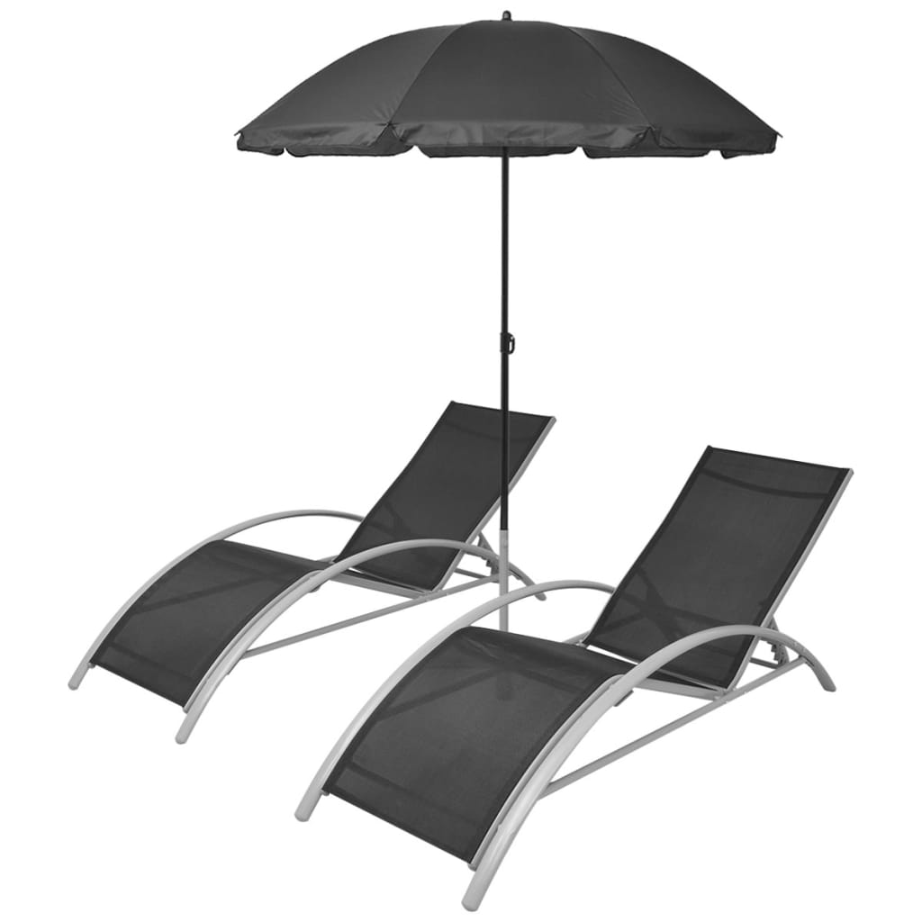 Vidaxl Tumbonas con Sombrilla de Aluminio para Jardín, Playa, Piscina y Terraza