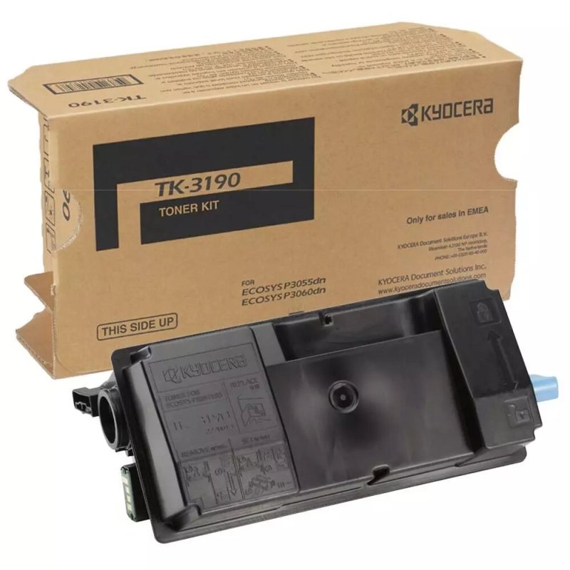 Tóner Láser Negro Kyocera TK3190 con Rendimiento de 25000 Páginas