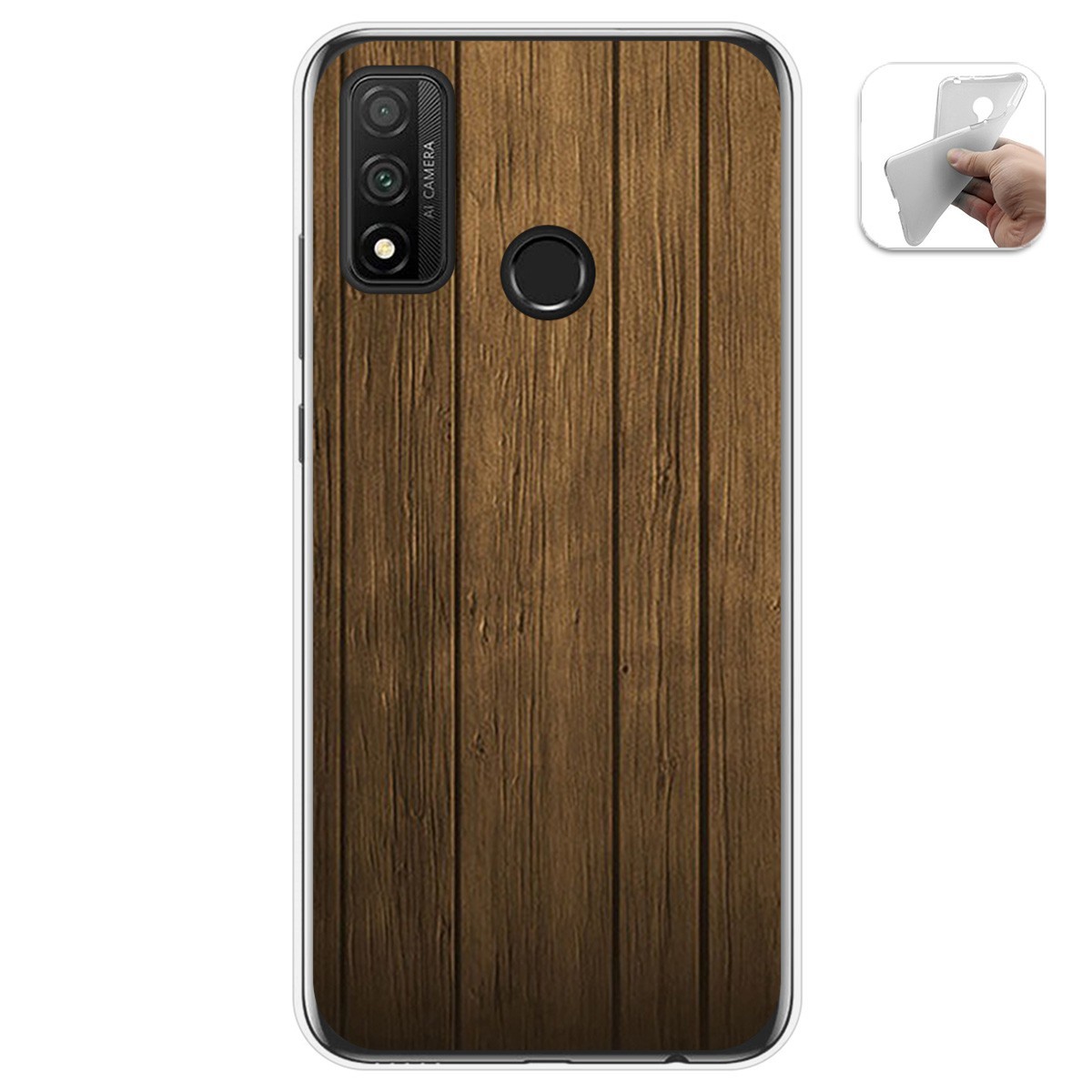 Tumundosmartphone Funda Gel Tpu para Huawei P Smart 2020 diseño Madera Dibujos