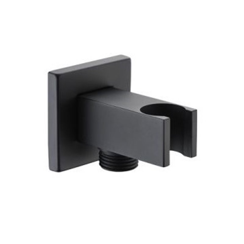Imex SFR001/NG salida de flexo y soporte para ducha de base cuadrada en latón negro