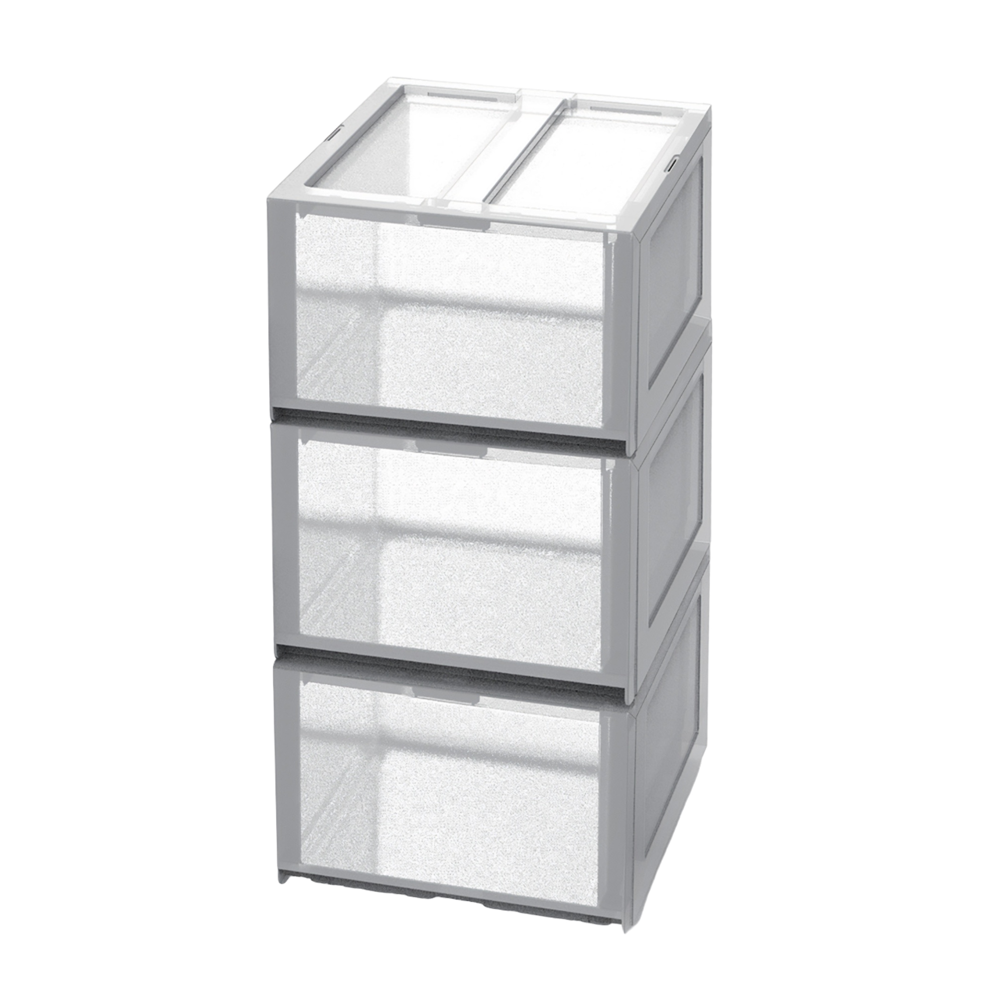 Tontarelli Mueble de Almacenaje MODULAR con 3 Cajones Altos y 2 Organizadores - Transparente