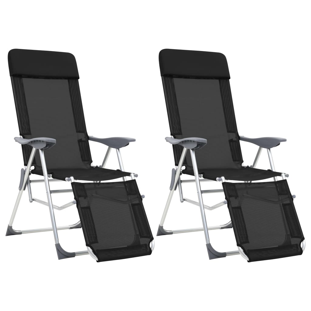 vidaXL Sillas de camping plegables con reposapiés 2 uds textilene