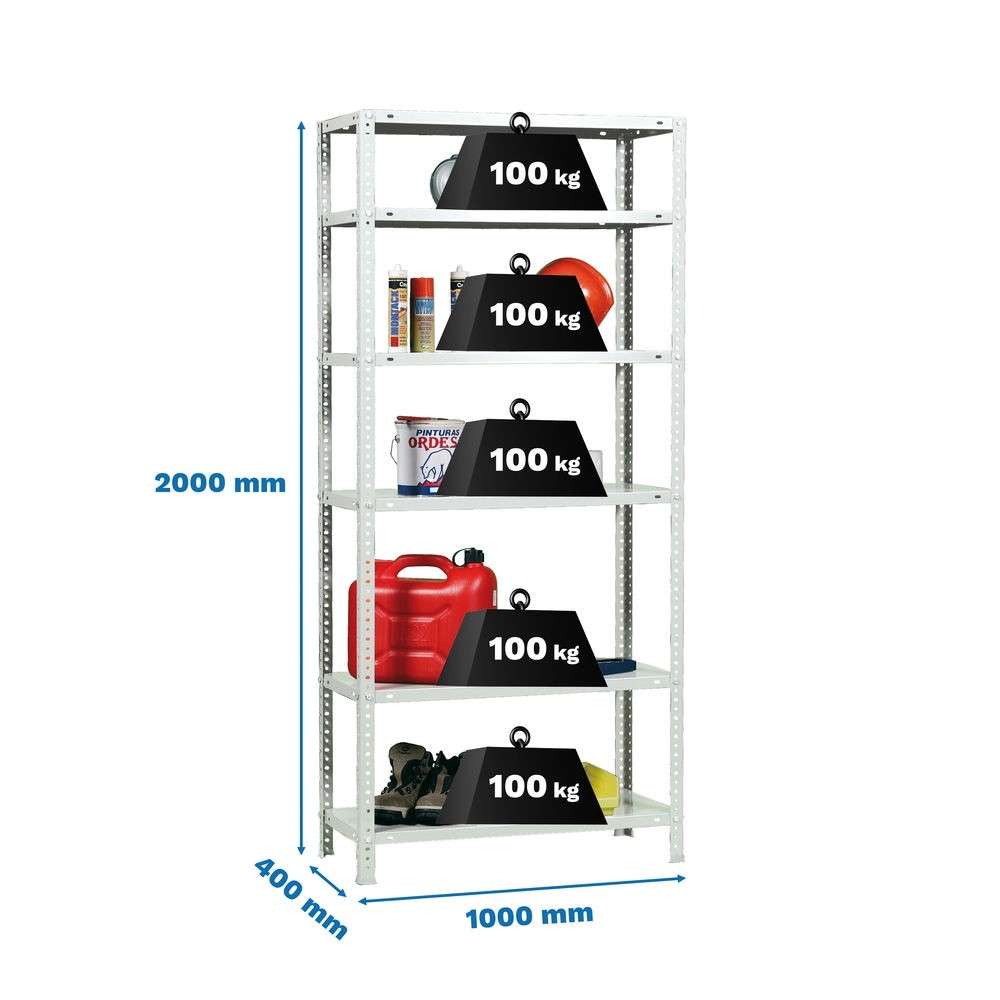 Estantería SIMONRACK COMFORT PLUS 6/400 BLANCO 2000x1000x400
