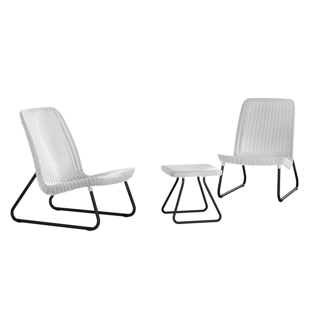 KETER Conjunto de Jardín terraza balcón RIO PATIO blanco exterior AnxPxAl cm Sillas 54x76x77,5; mesa 38x38x36,5
