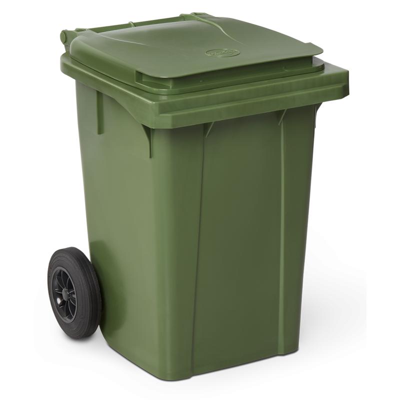 Contenedor de desperdicios con tapa y ruedas verde 60 lts.