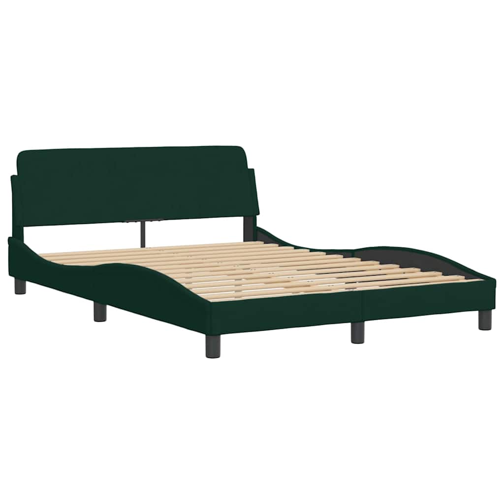 vidaXL Estructura de cama con LED sin colchón terciopelo verde oscuro 140x200 cm