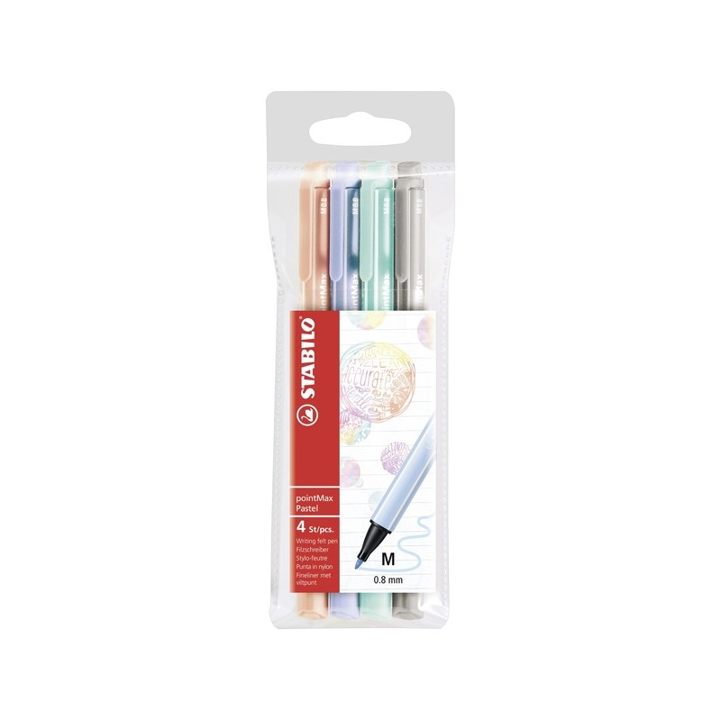 STABILO - PointMax Pastel rotulador Medio Multicolor 4 pieza(s) 488/4-02