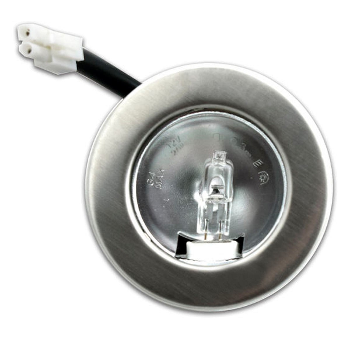 Lámpara Halógena Campana Extractora 81483058 81468065 compatible con Teka, Modelos: DH2-90VR01, INOX, 1003862, CC40INOX, Características: 66 mm; 20 w; 12 V; 2 terminales