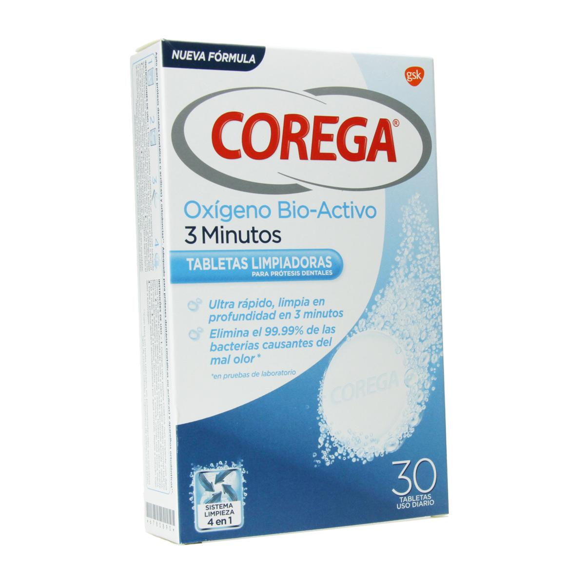 Corega oxígeno bio-activo pastillas de limpieza 30 tabletas