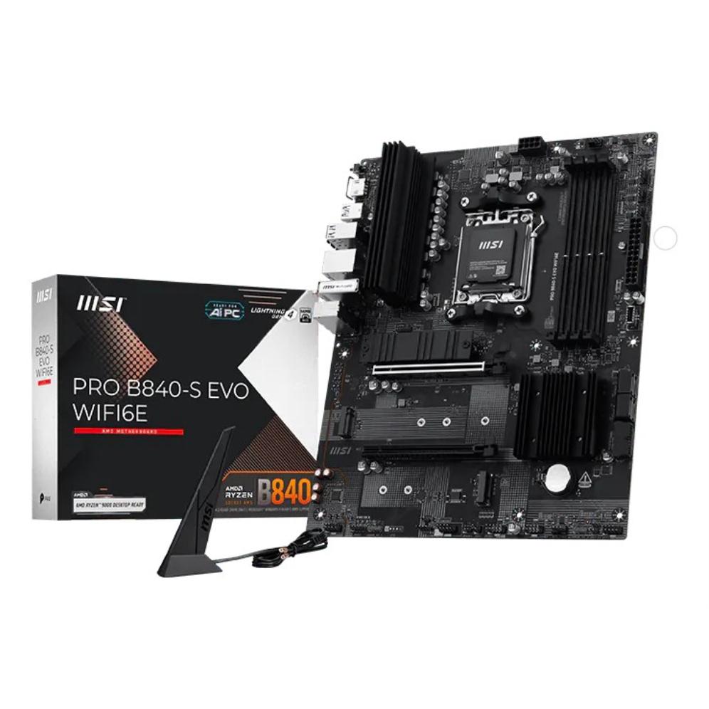 Placa Base MSI PRO B840-S EVO WIFI6E AMD B840 Zócalo AM5 DDR5 ATX WiFi 6E 2.5GbE M.2 Shield Frozr