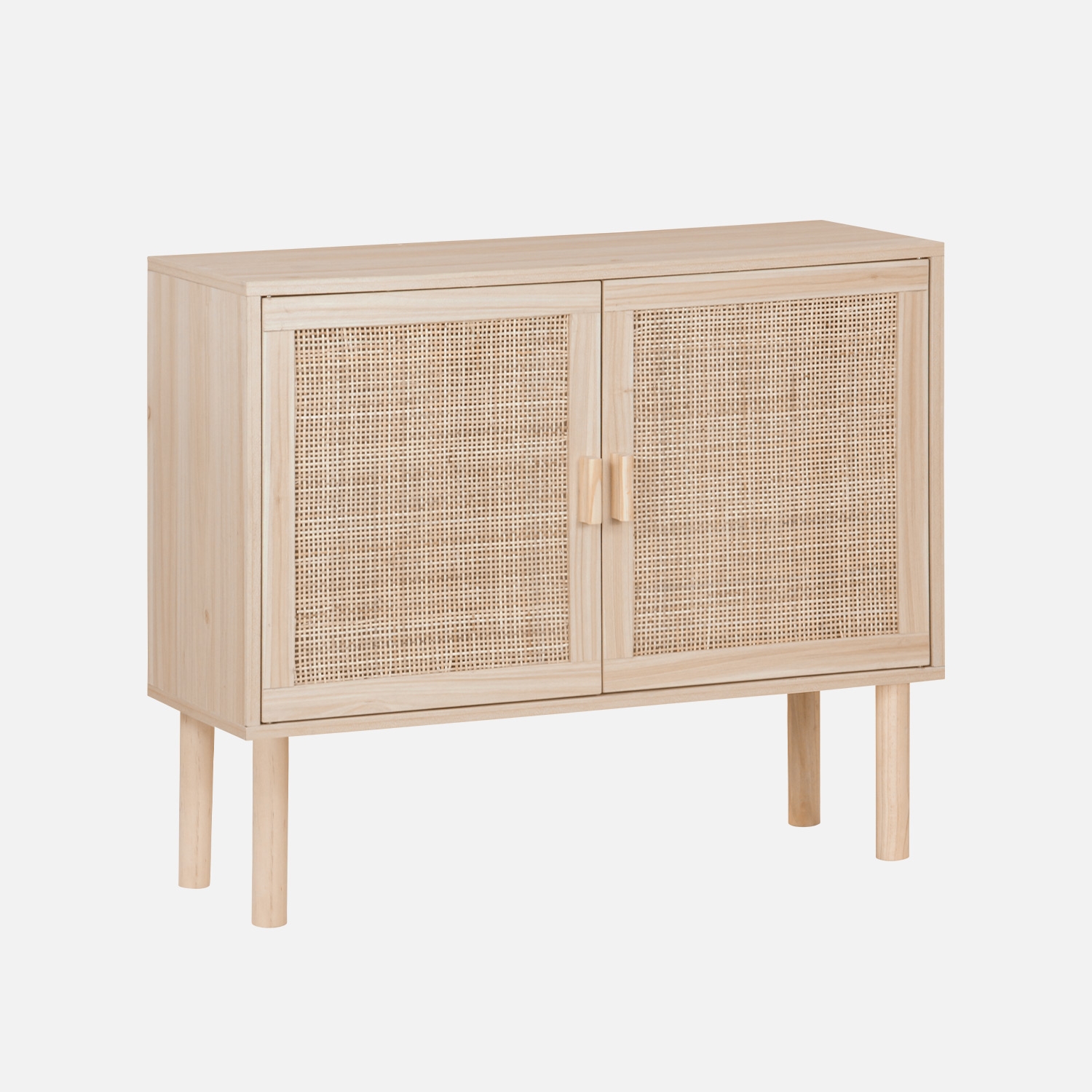 sweeek - Aparador efecto caña y madera con 2 puertas, 80cm , Camargue , 80x30x68