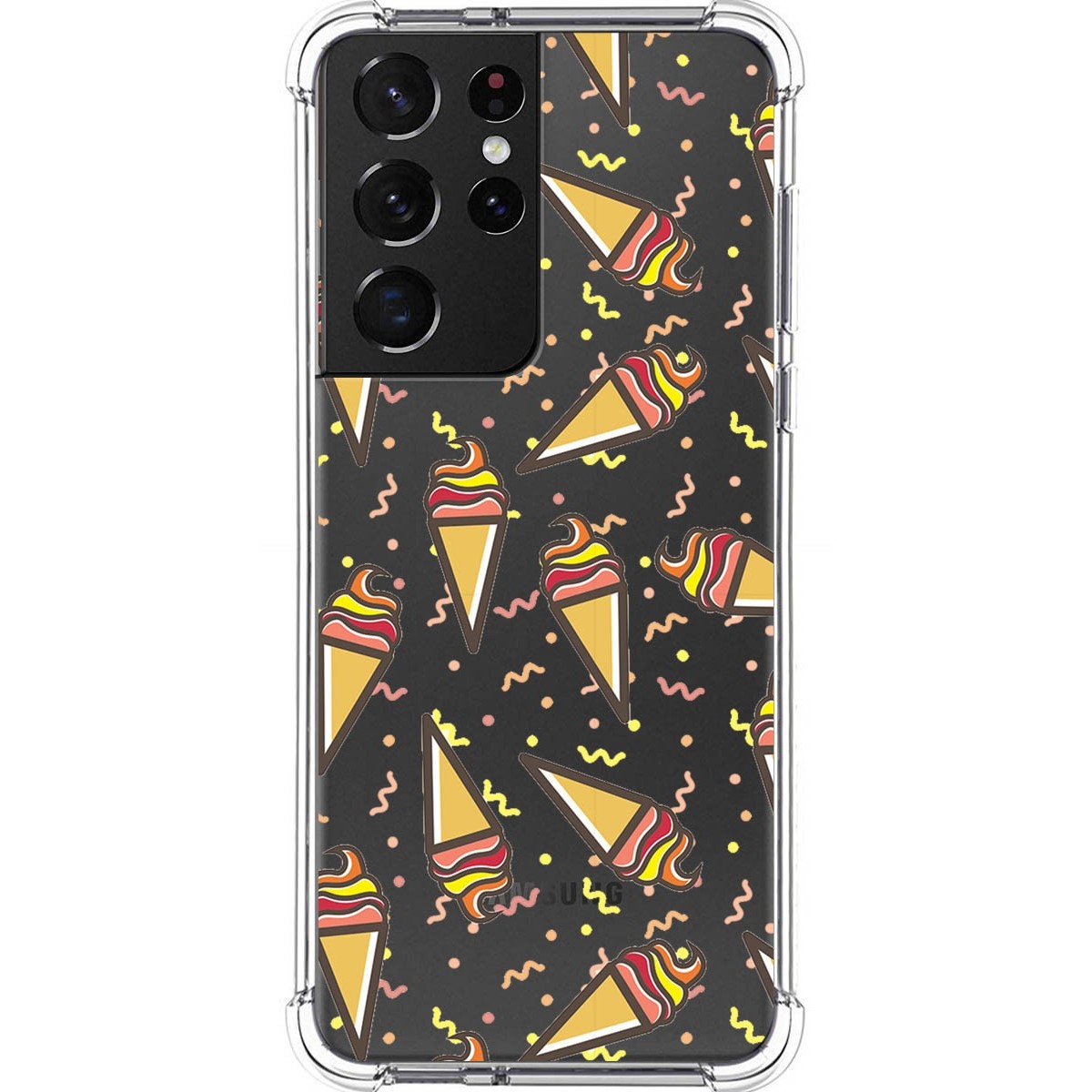 Tumundosmartphone Funda Silicona Antigolpes para Samsung Galaxy S21 Ultra 5G diseño Helados Dibujos