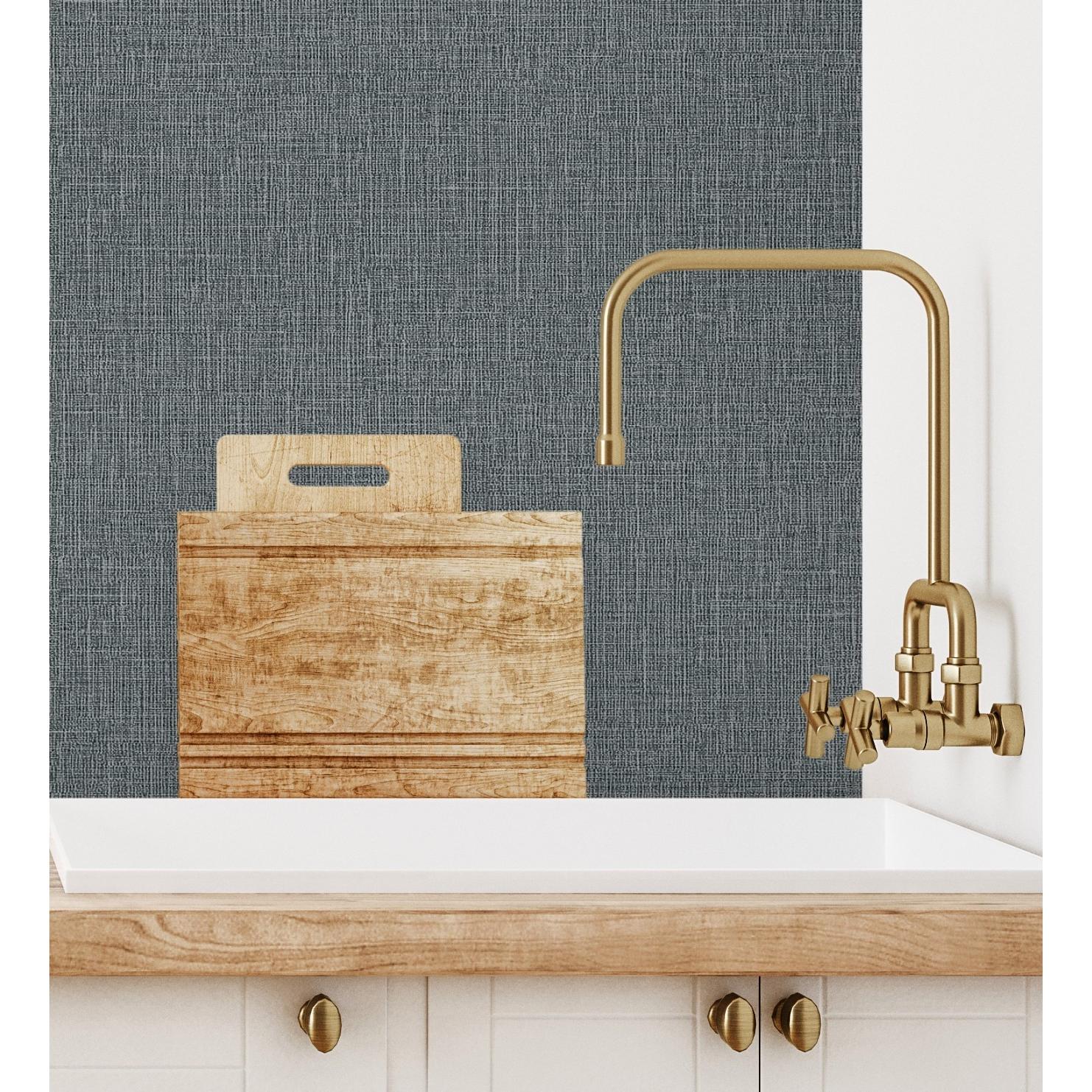 Papel pintado vinílico lavable efecto tela de lino con textura en relieve - Vernon 681010 de GAULAN - Rollo de 10 m x 1,06 m