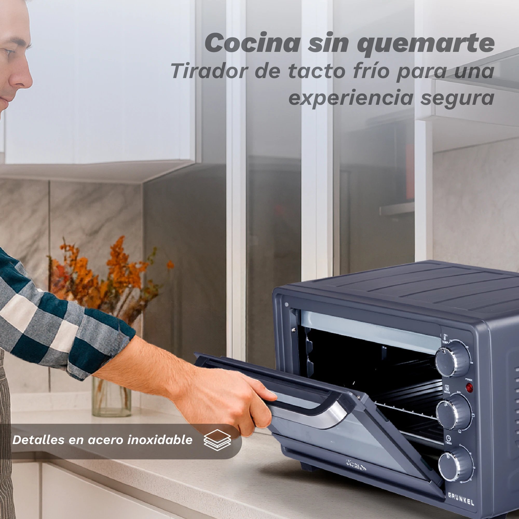 Horno sobremesa Grunkel HR23EASY  | 23L, Negro, Inox