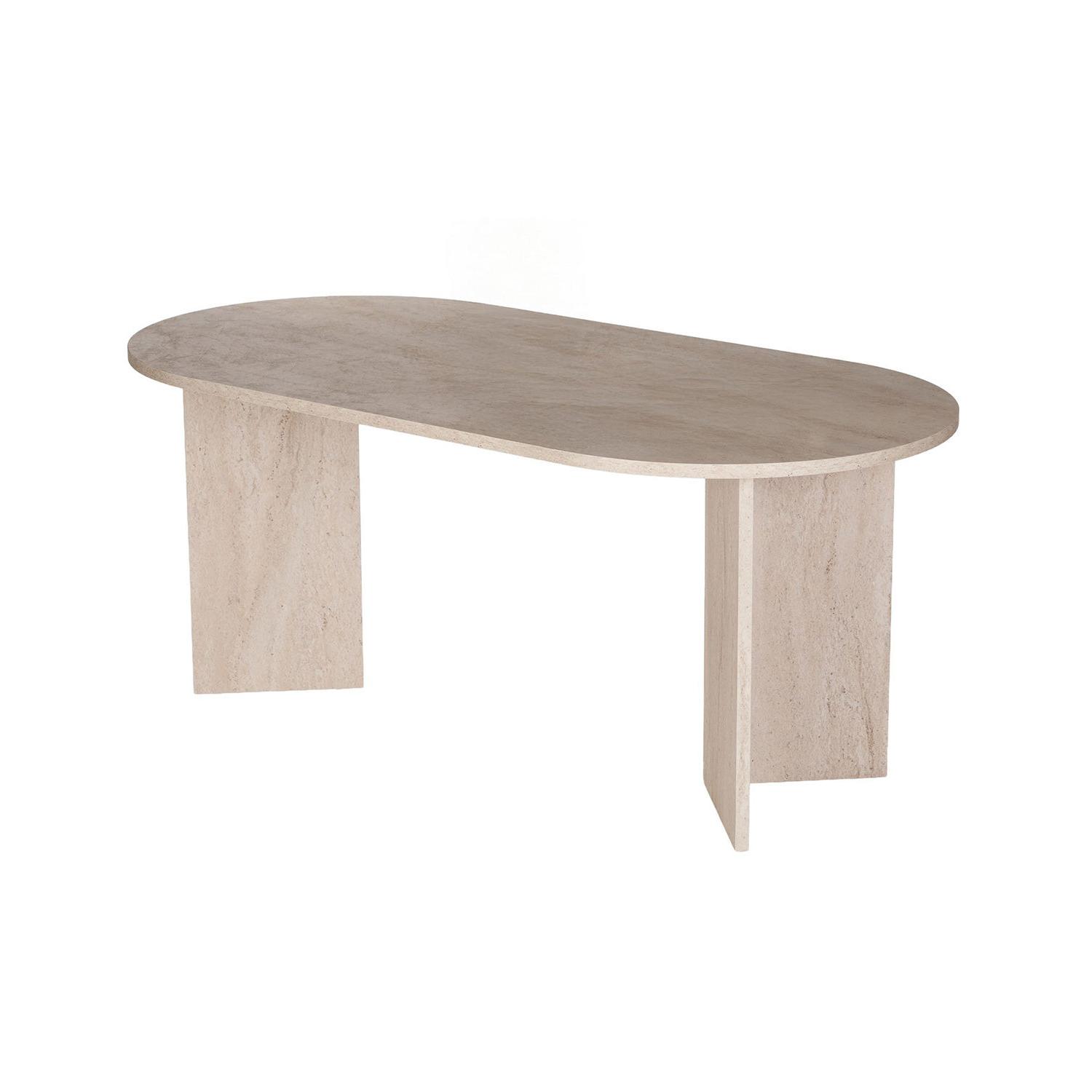 Mesa de comedor ovalada jacklyn travertino para hogar moderno mueble de almacenaje  - Homekit