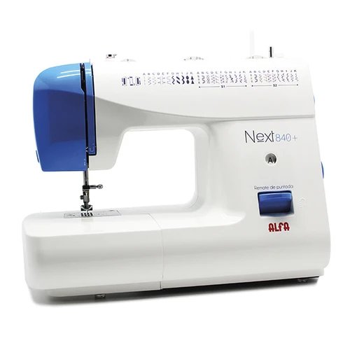 Máquina de coser mecánica ALFA HOGAR NEXT840  | 34 Tipos de costura, azul y blanco, Blanco