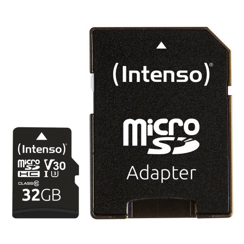Intenso - Tarjeta de memoria Micro SD 32 GB profesional V30 con adaptador SD, resistente al agua y golpes para cámaras, drones y smartphones