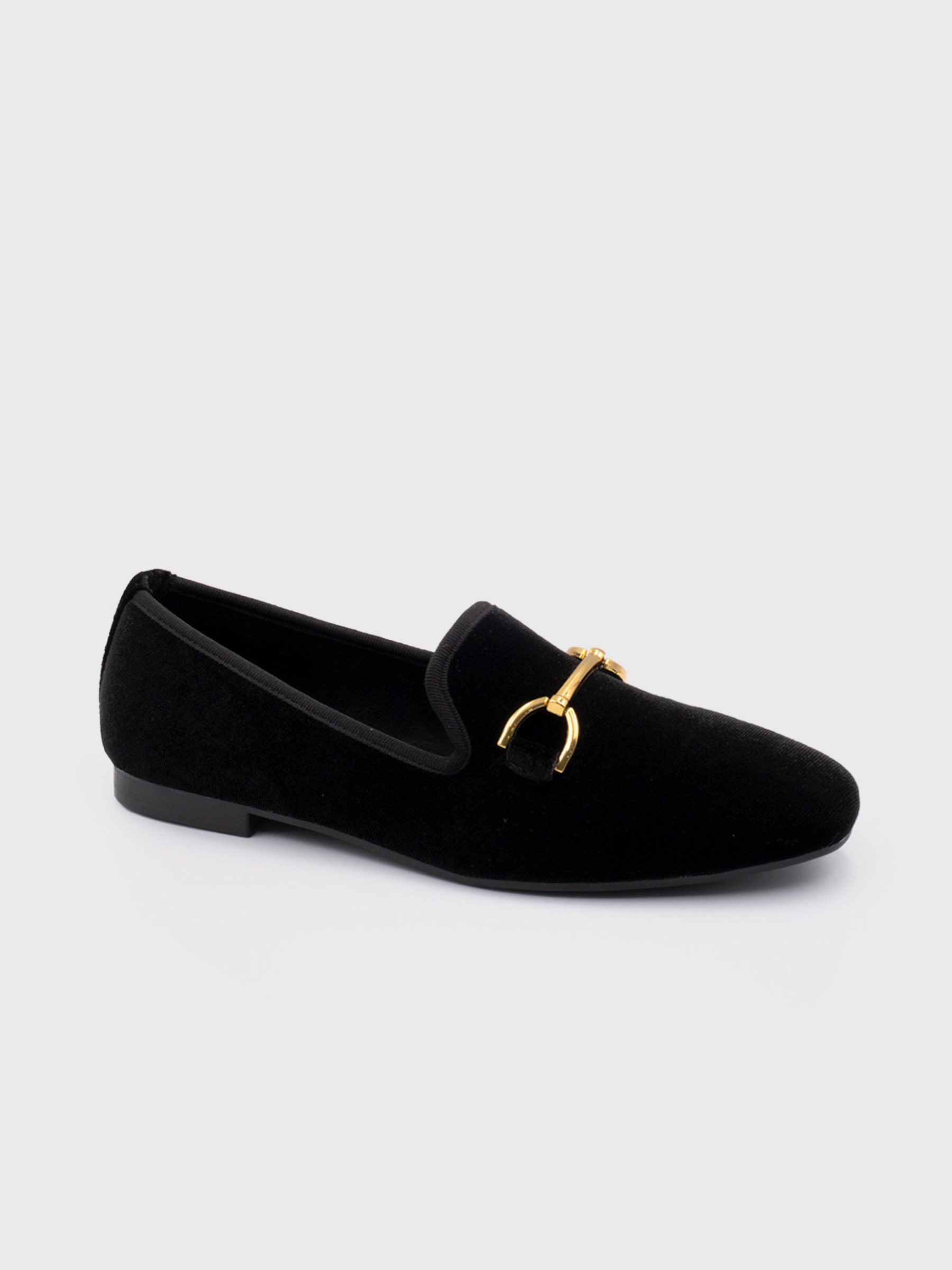 Mocasines de terciopelo para mujer, elegantes zapatos planos tipo loafer con adorno metálico dorado, cómodos y versátiles