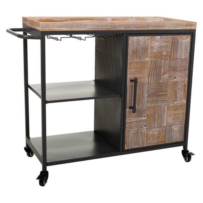 Estanteria Botellero Con Ruedas De Madera Y Metal De 1 Balda Y 1 40x100x83,5cm, El mejor complemento para tu hogar